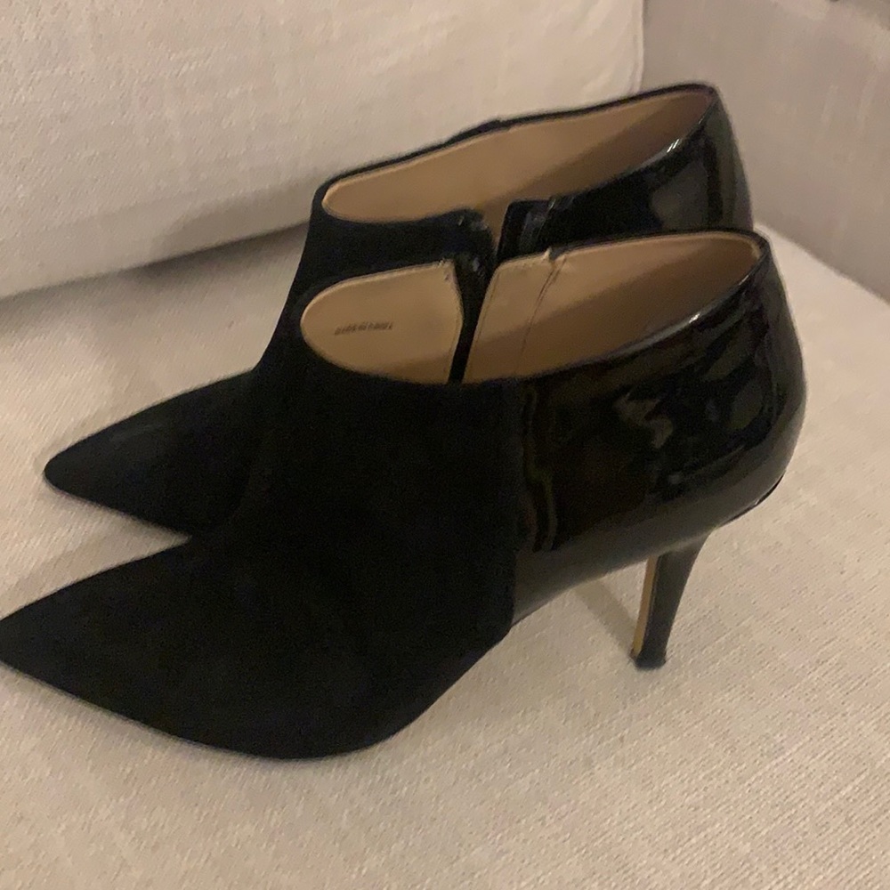 WHBM Suede & Patent Booties.